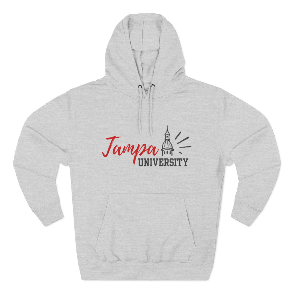 Tampa University Hoodie  Front — Script Campus Logo Fleece Pullover