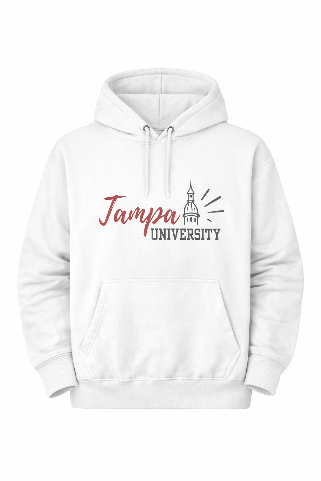 Tampa University Hoodie  Front — Script Campus Logo Fleece Pullover