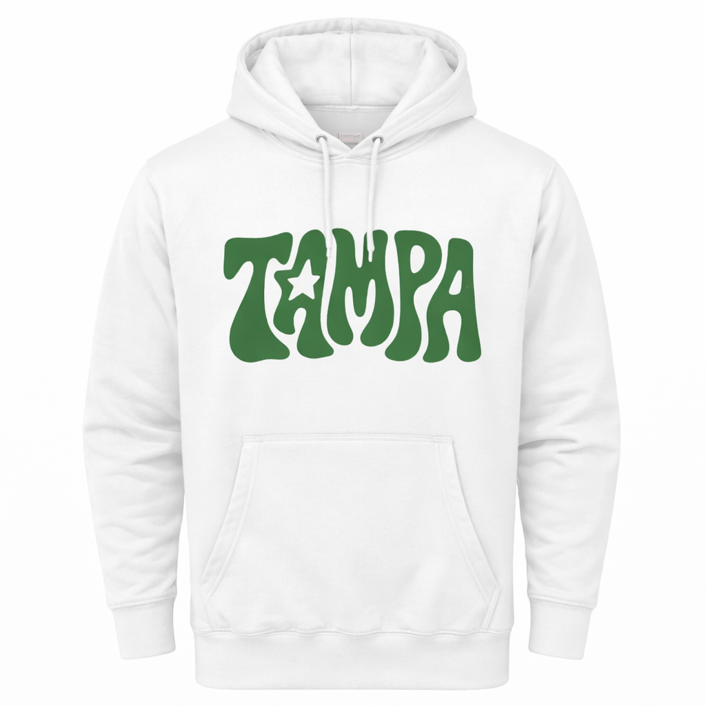 Tampa Green Retro Hoodie — Vintage Groovy State Map Graphic