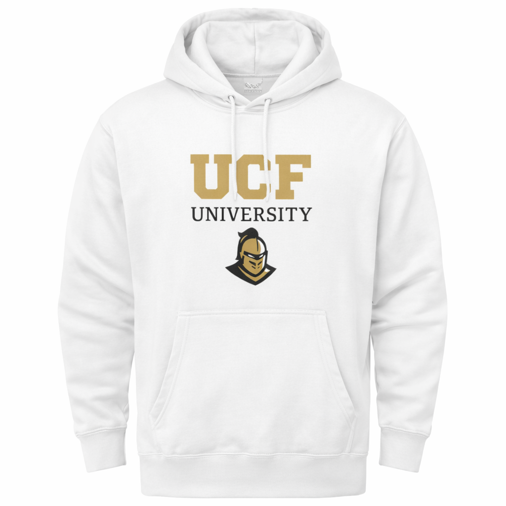 White hoodie with UCF University logo on a white background