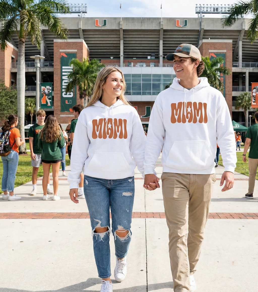 Miami Retro Hoodie — Vintage Groovy State Map Graphic