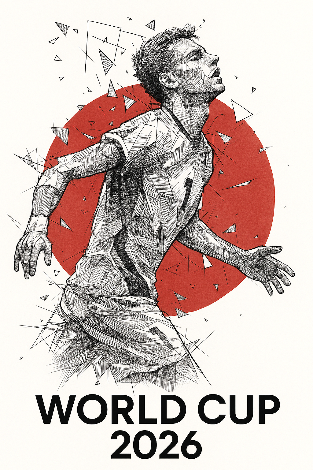 Illustration of a soccer player with a red circle and 'World Cup 2026' text